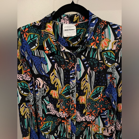 ANTHROPOLOGIE Maeve Masha Volnova Carmiel Buttondown Top sz 2 - Picture 6 of 9